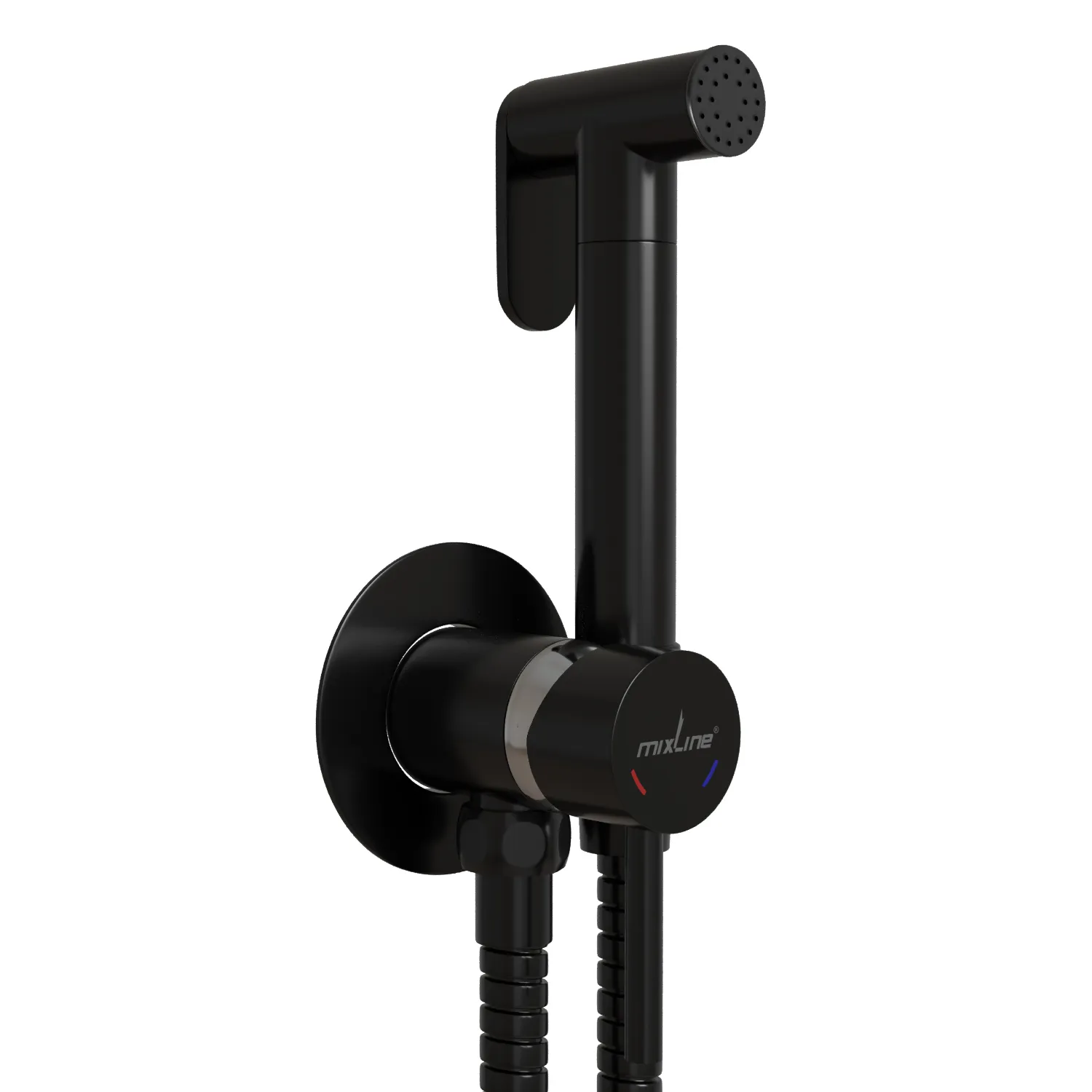 Смеситель с гигиенической лейкой 25k MIXLINE МЛ31-081Ч(ML31-081BL) "Рей" встраиваемый ЧЕРНЫЙ (556673)