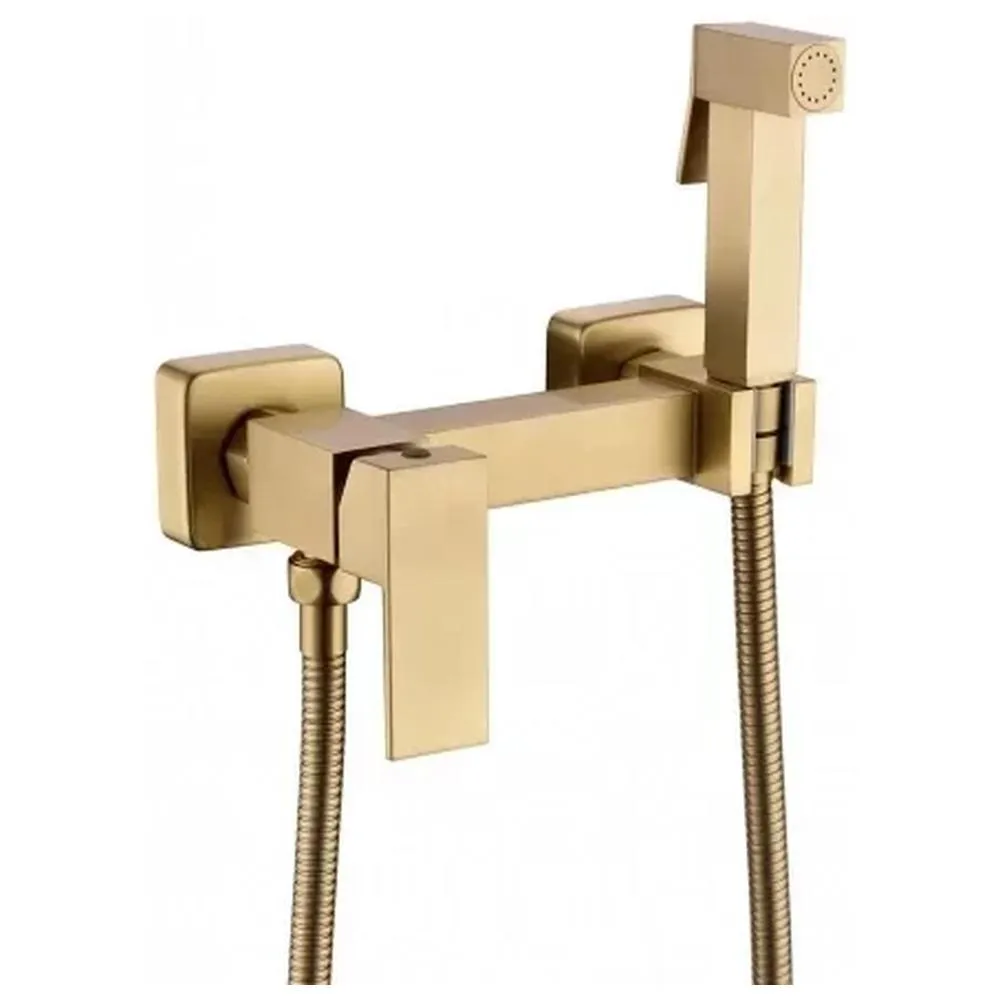 Гигиенический душ со смесителем Grocenberg GB101N-MG, матовое золото