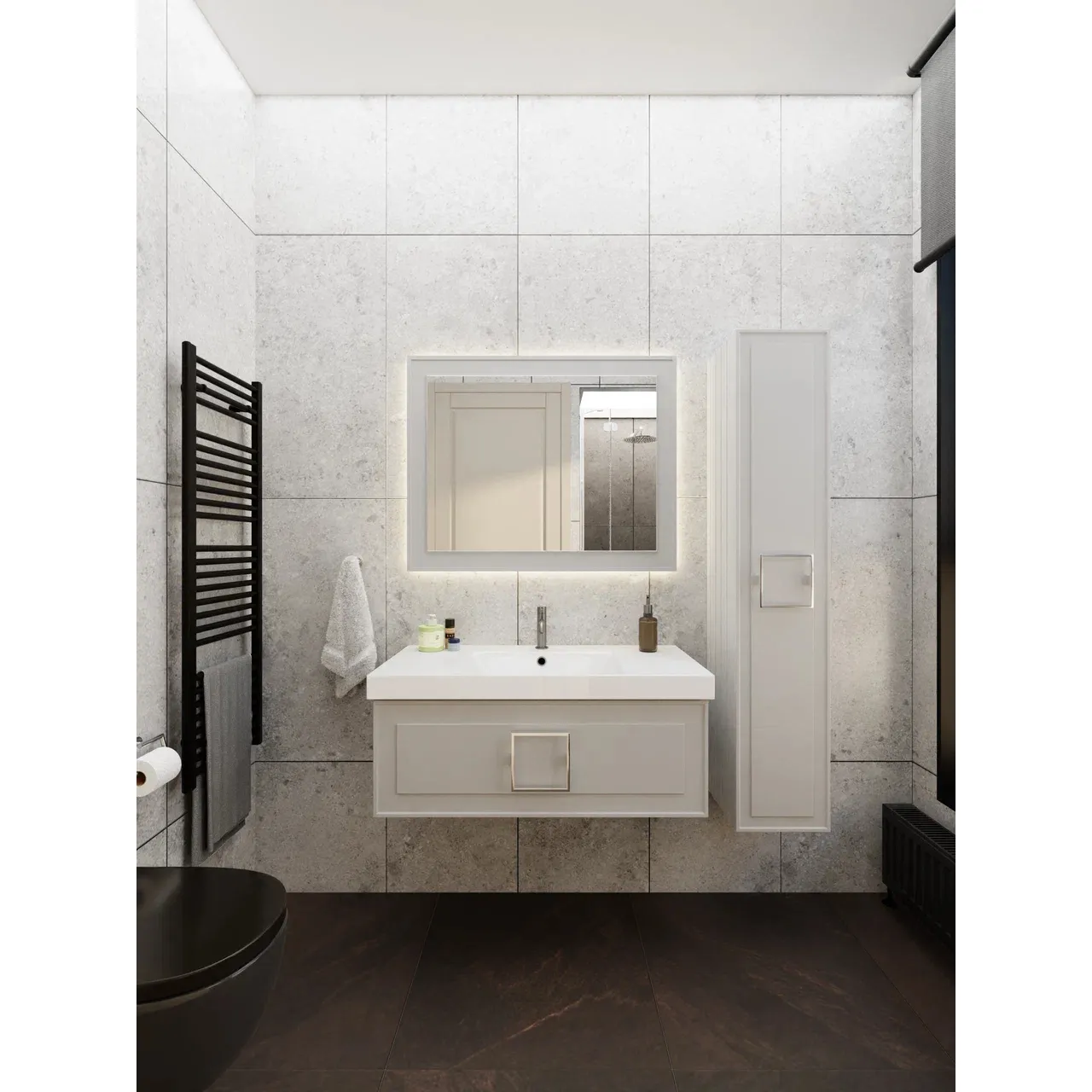 Тумба под раковину подвесная La Fenice Cubo FNC-01-CUB-C-100, бежевая