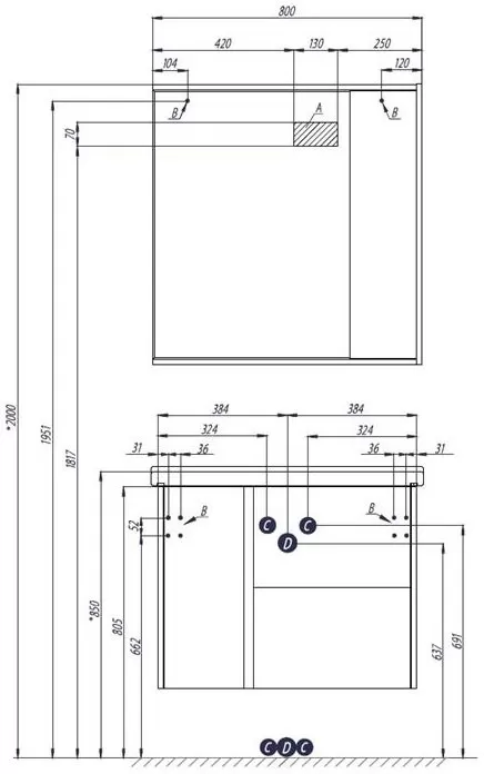 Зеркальный шкаф Акватон Стоун 80x83 1A228302SX010 белый