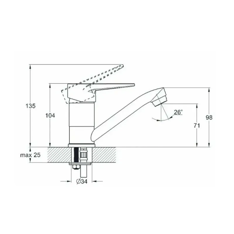 Смеситель для кухни D-Lin D153368, хром