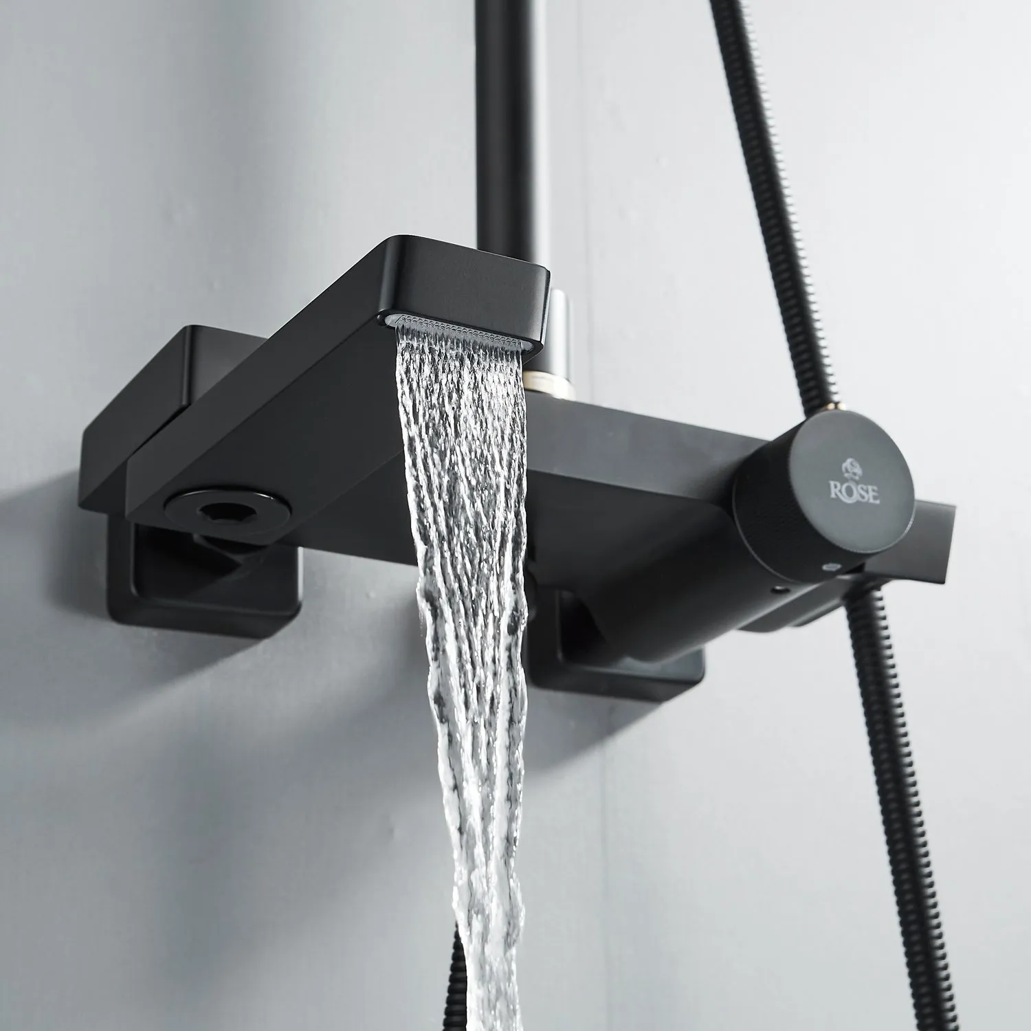 Душевая система с термостатом Rose R1896H, черный