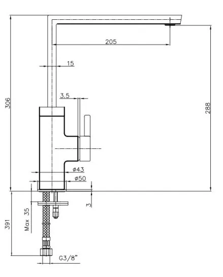 Смеситель для кухни E.C.A ICON (102118081HEX)