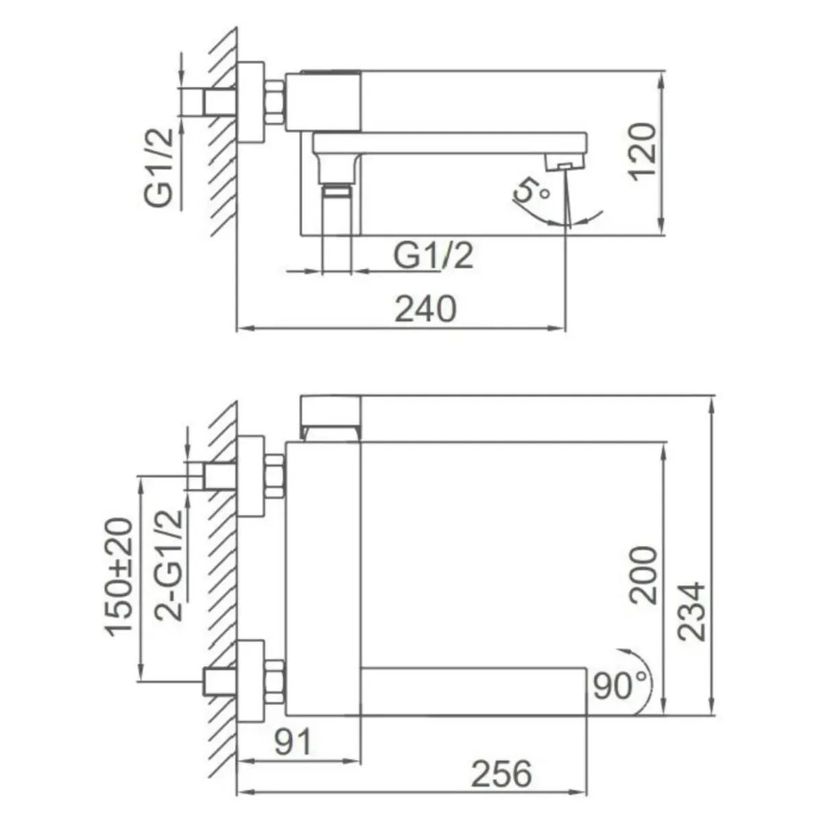 Смеситель для ванны FRAP F3291-9, оружейная сталь