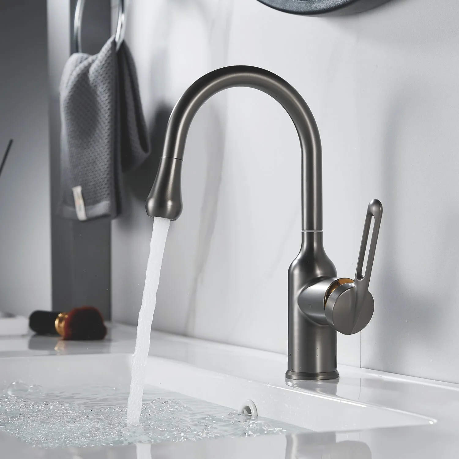 Смеситель для раковины Raffine F101T, оружейная сталь