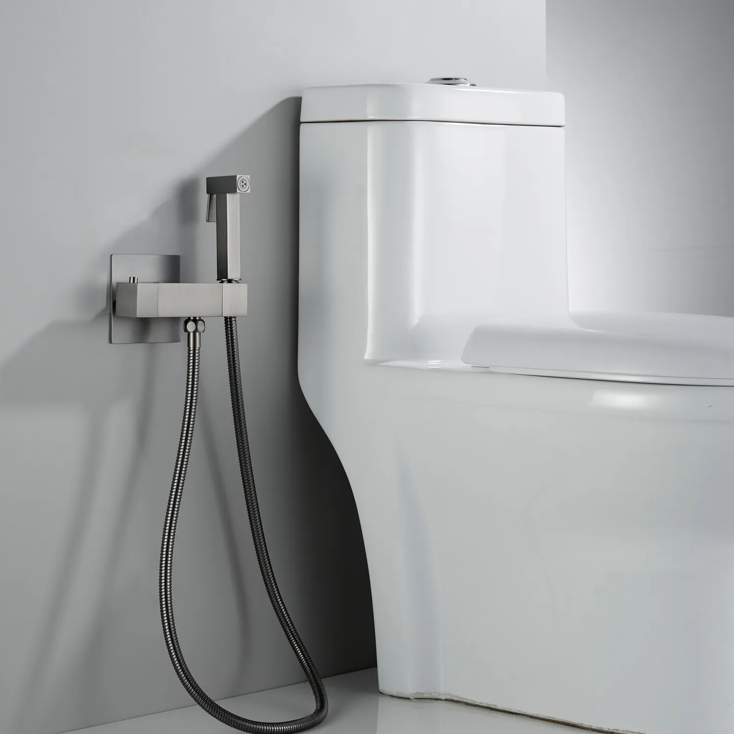 Гигиенический душ с термостатом Rose R965T, оружейная сталь