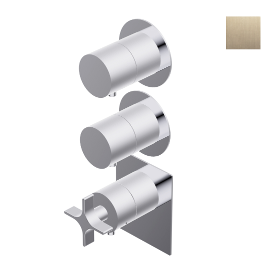 Смеситель для душа Ritmonio Diametro35 Cross, на 2 потребителя, Brushed Champagne (PR53HE201CHX)