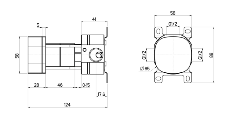Вентиль Quadro design SUPER, переключающий (дивертор), 1/2