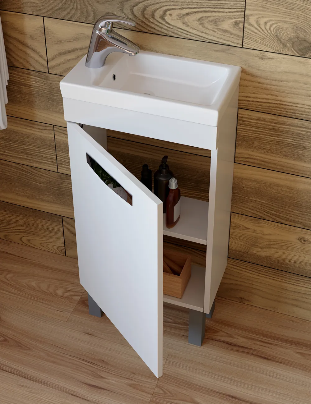 Тумба с раковиной напольная VIGO Plaza tn.PLA.MIR.40.1D, 40 см