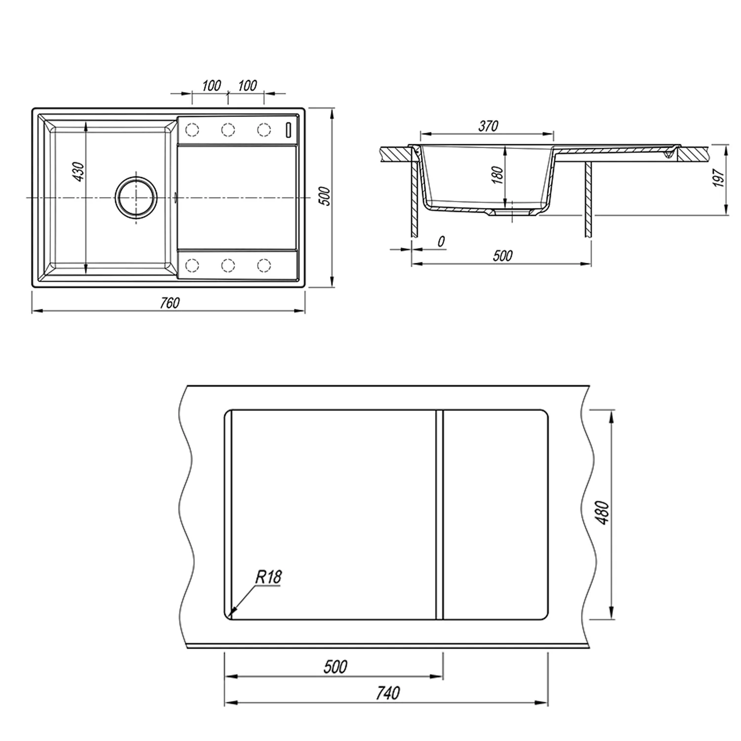 Кухонная мойка Florentina КОНСУЛ 23.020.C0760.302, антрацит