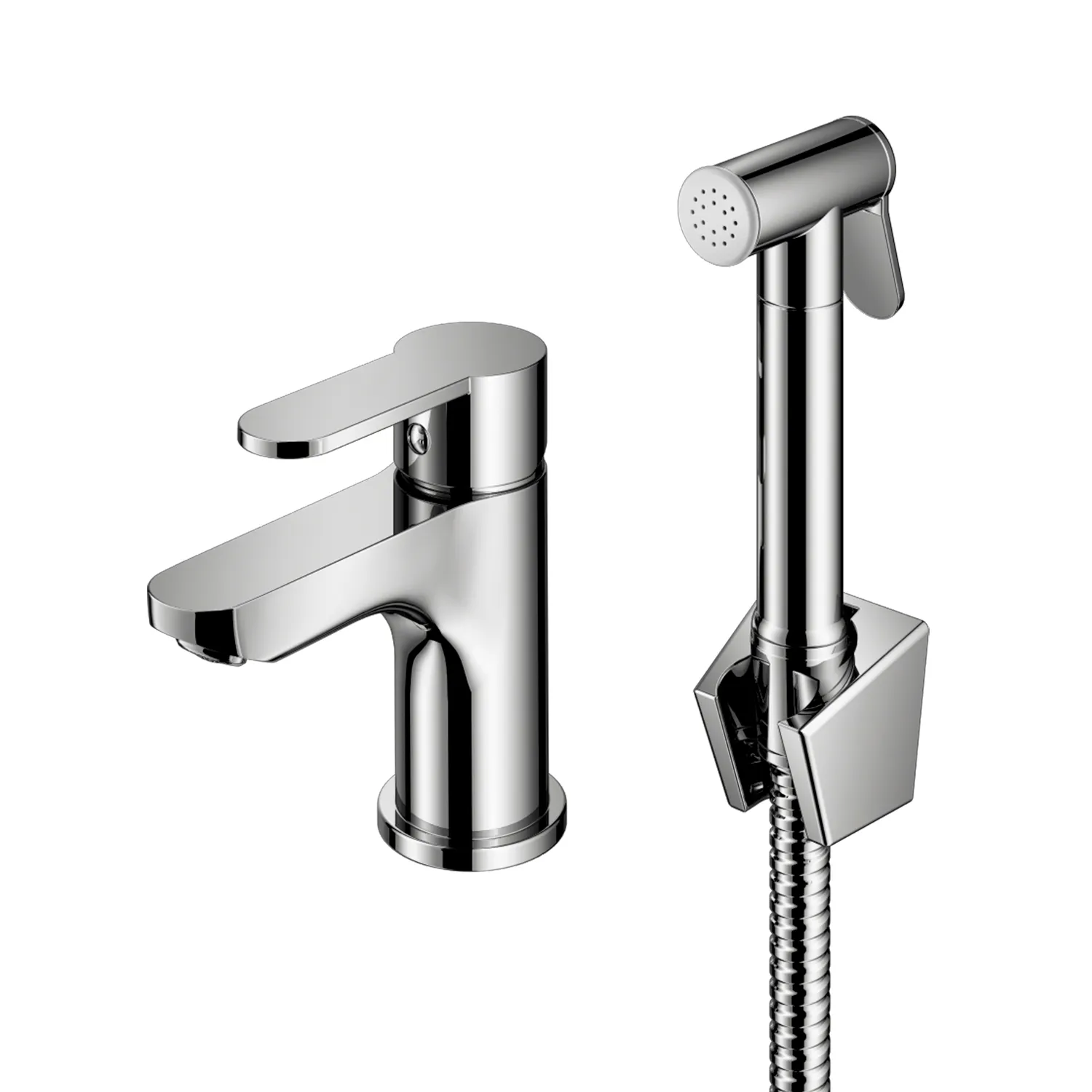 Смеситель Prohanss для раковины с гигиеническим душем монолитный, хром (P64.12)