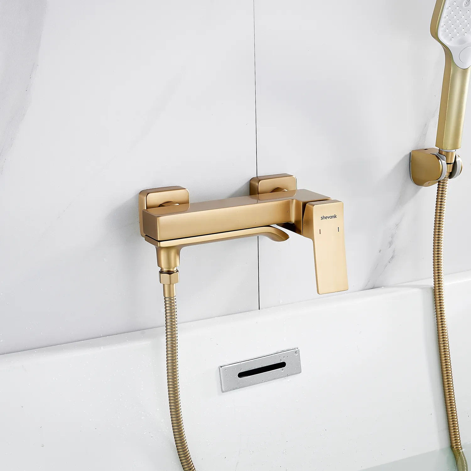 Смеситель для ванны Shevanik S4002G, золотой сатин