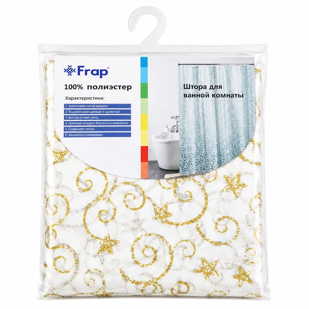 Штора для ванной FRAP F8808, белый