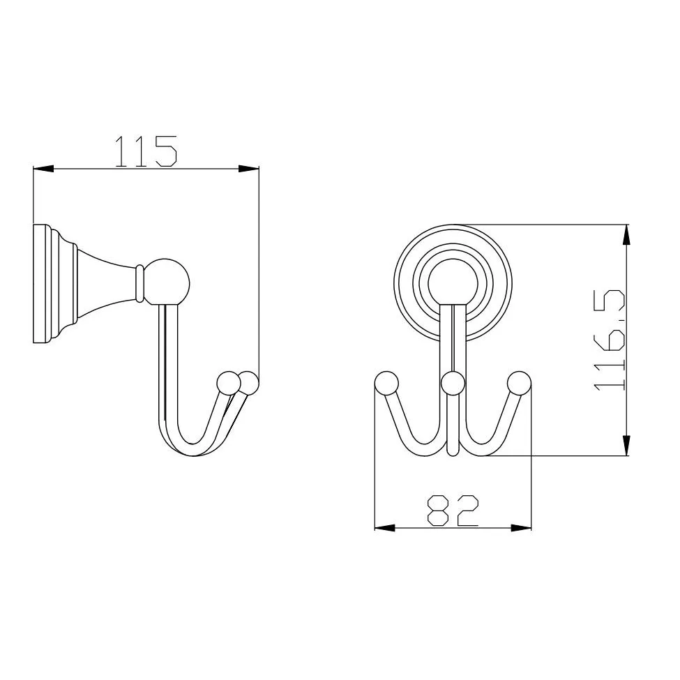 Крючок для ванной комнаты тройной Rav Slezak MORAVA MKA0105CMAT, черный