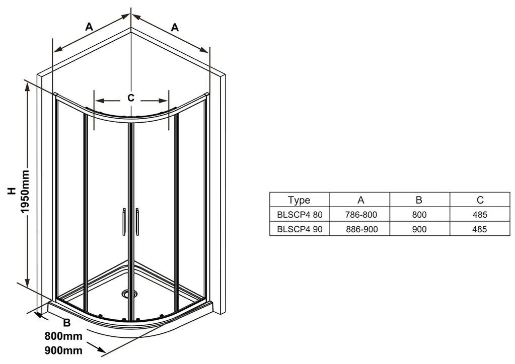 Душевой уголок Ravak Blix Slim BLSCP4-90 X3BM70C00Z1