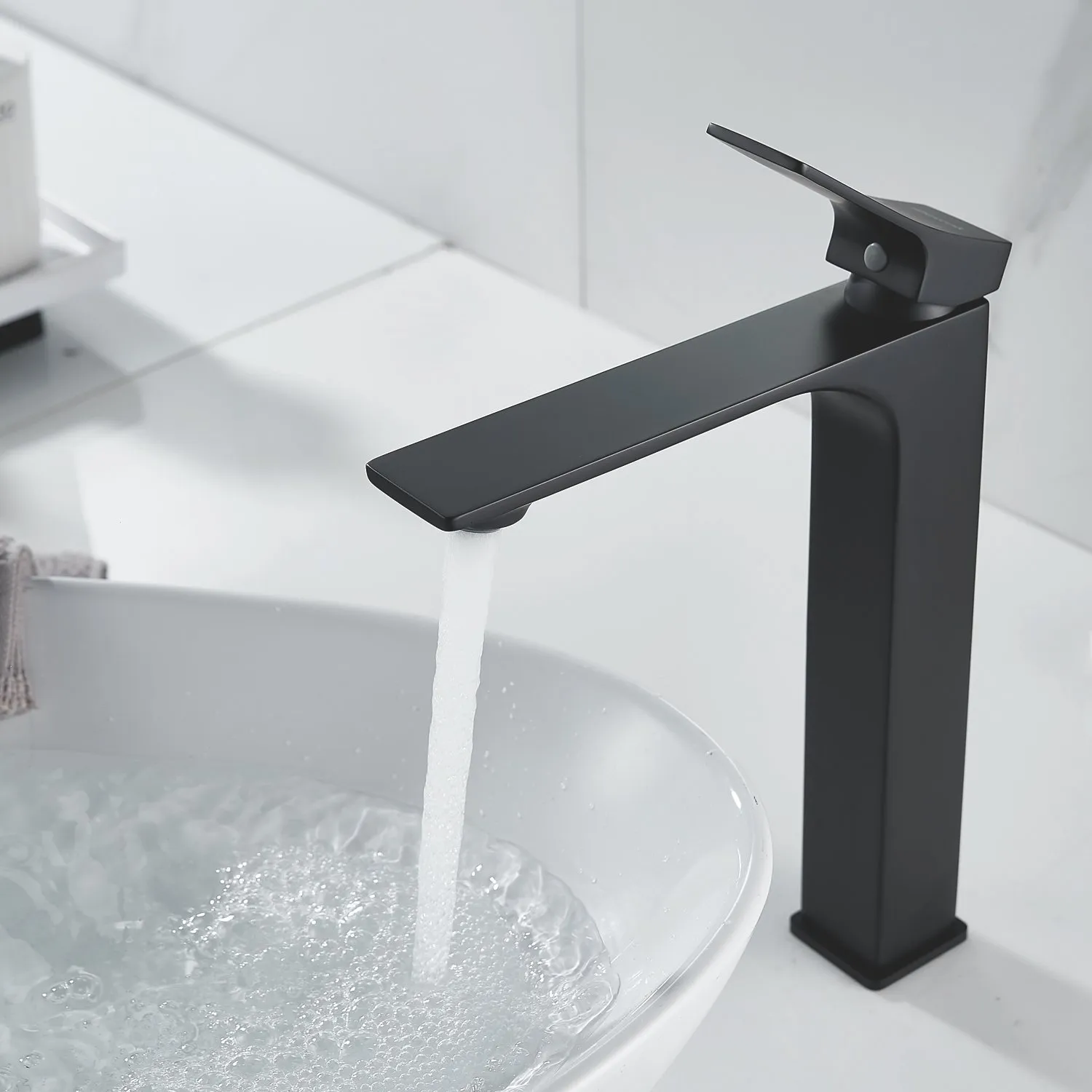 Смеситель для раковины высокий Shevanik S6111H, черный