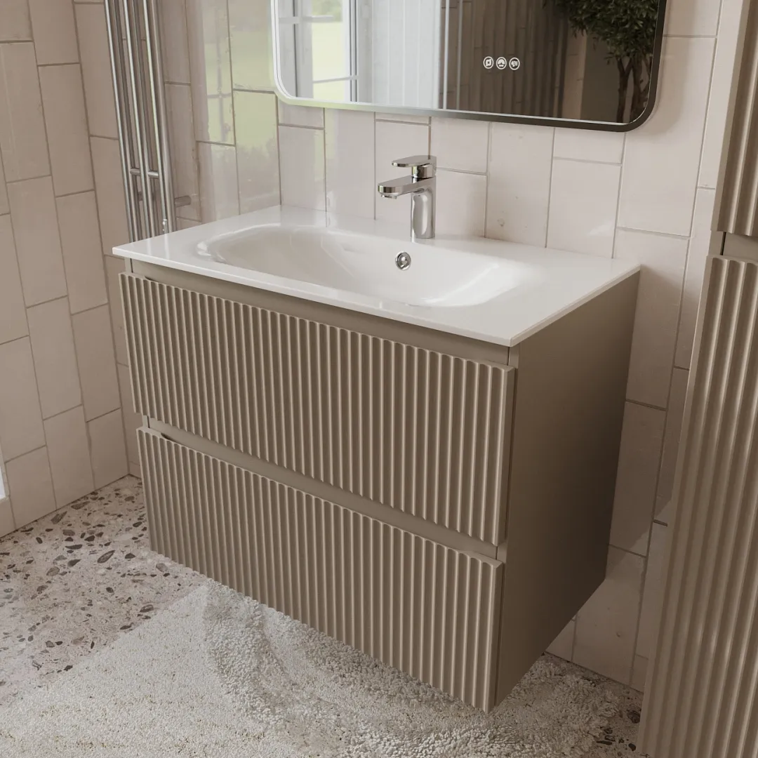 Тумба с раковиной подвесная (80см) Terminus Sicilia SIC10802200501O, капучино