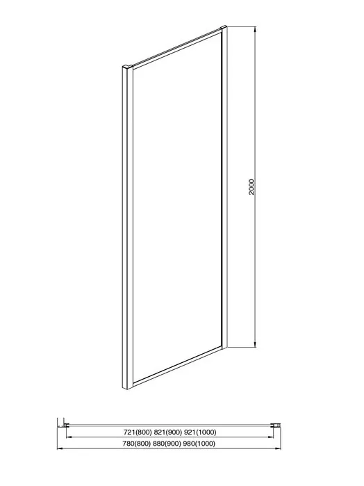 AQ ARI WA 10020GM Неподвижная душевая стенка 1000x2000, для комбинации с дверью, профиль оружейная сталь, стекло прозрачное