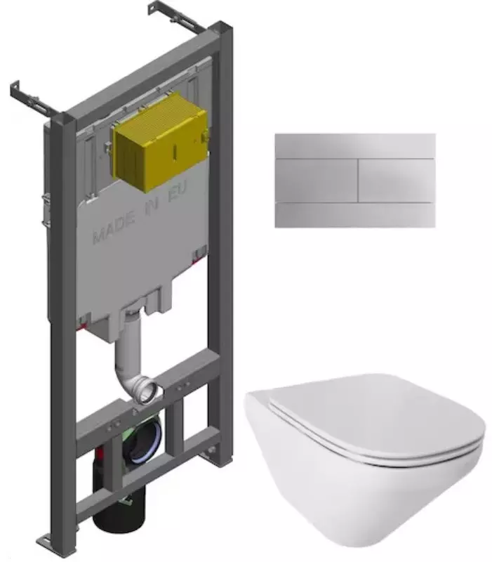 Комплект унитаз с инсталляцией, кнопкой и сиденьем микролифт Jacob Delafon Modern Life (E21776RU-00)