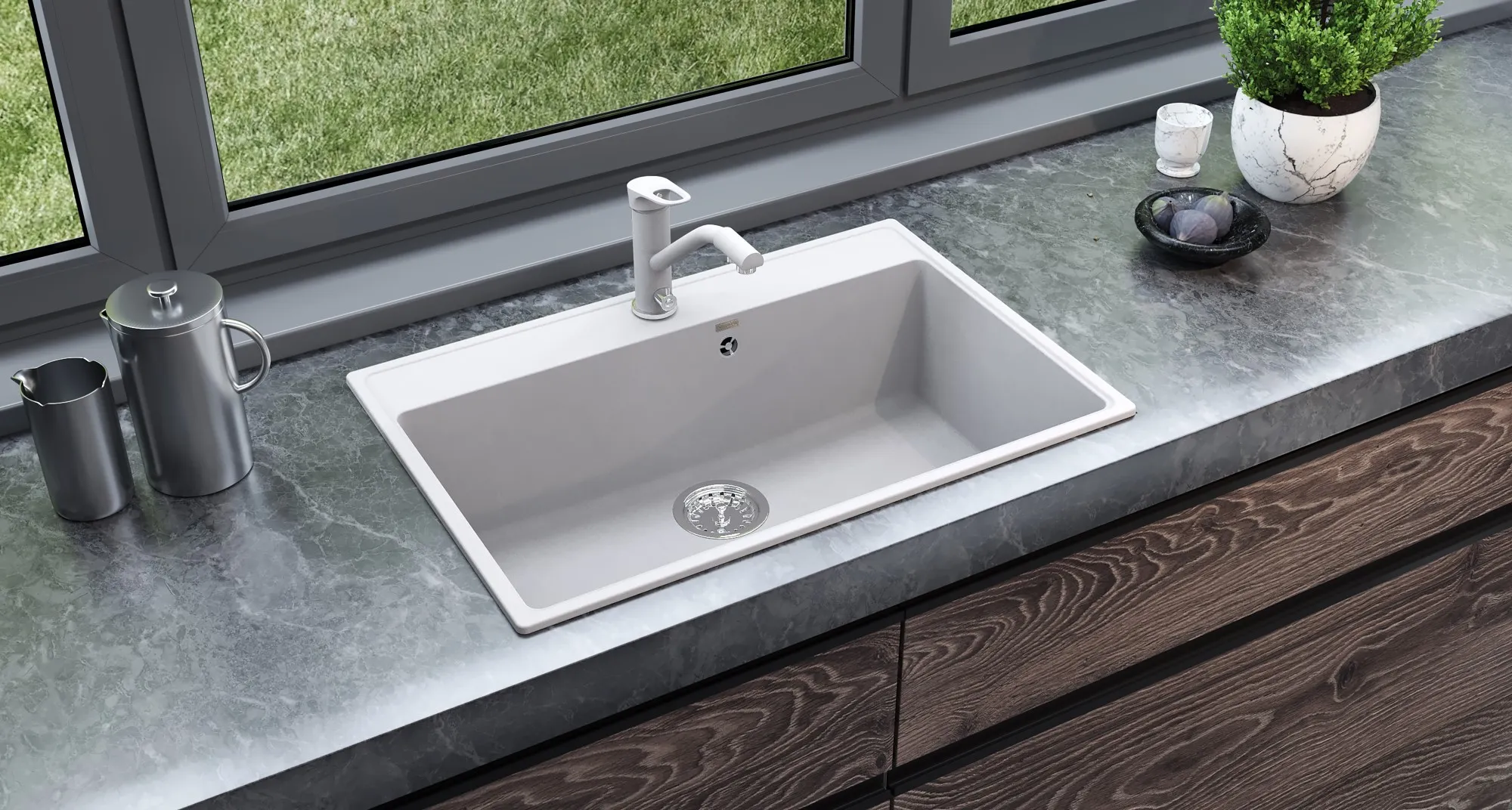 Кухонная мойка Ulgran Quartz Forte 760-04, платина