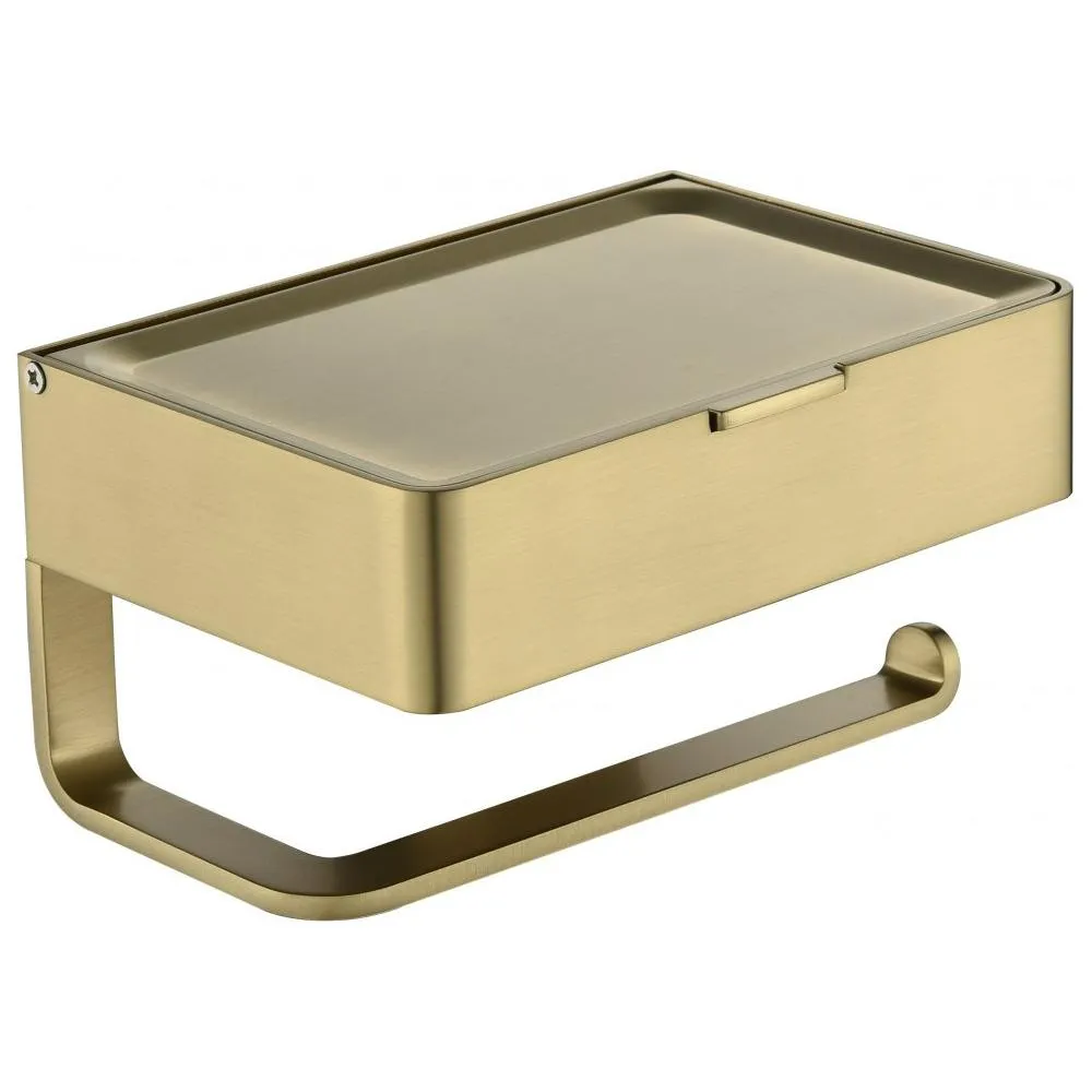 Держатель для туалетной бумаги с полочкой Grocenberg AC0050MG, матовое золото