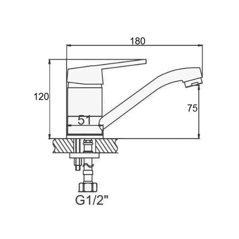 Смеситель для кухни D-Lin D151429-1, хром
