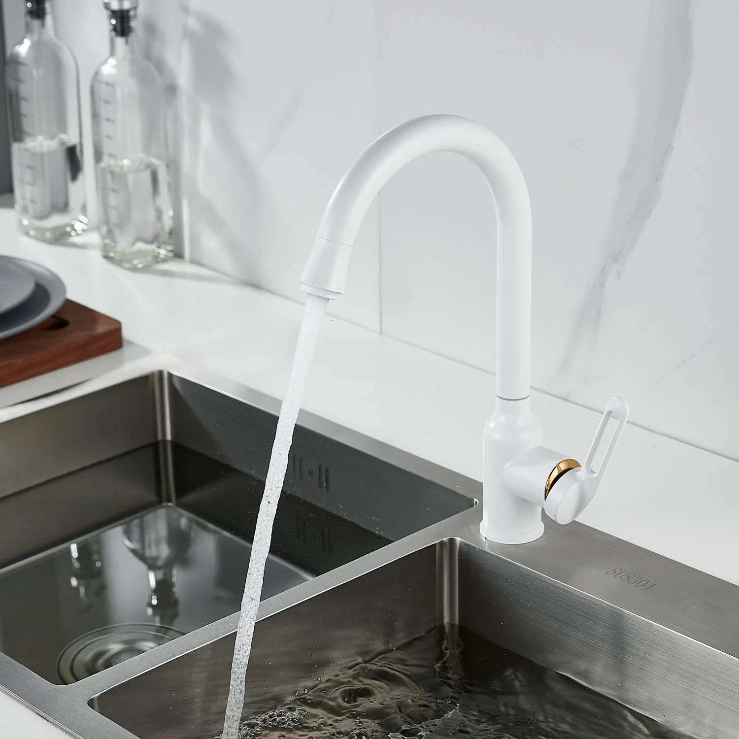 Смеситель для кухни Raffine F103C, белый