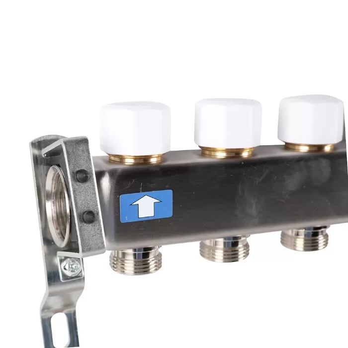 Коллектор Rommer 1"x3/4" на 11 контуров с запорными клапанами (нерж. сталь) (RMS-3200-000011)