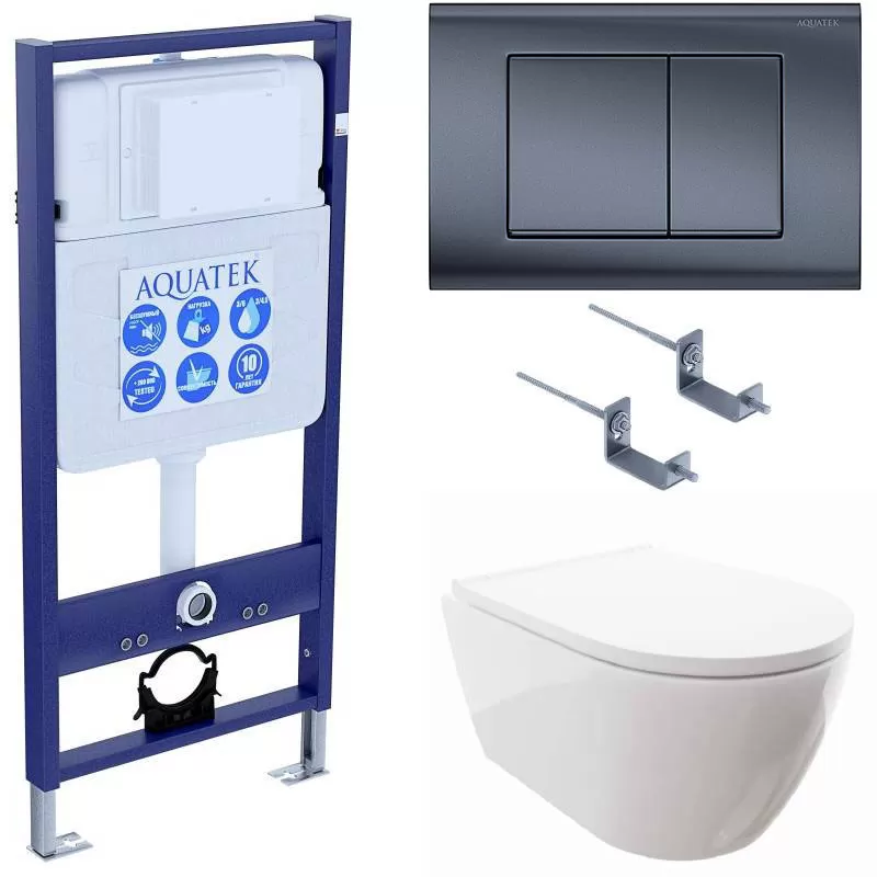 SET AQUATEK ПОЛАРИС (рама AQUATEK Standard INS-0000012+унитаз ПОЛАРИС AQ0700-00 с тонким сиденьем soft-close+ крепеж KKI-0000002 +панель KDI-0000033)