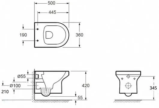 Комплект унитаз с инсталляцией, кнопкой и сиденьем микролифт Jacob Delafon Elite (E21742RU-00) безободковый
