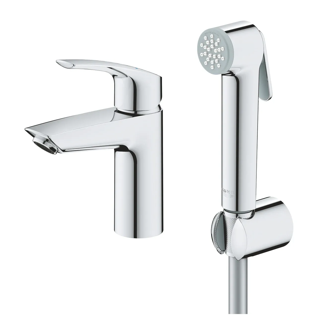 Смеситель для раковины с душем GROHE Eurosmart с минибиде лейкой, хром (арт. 23124003)