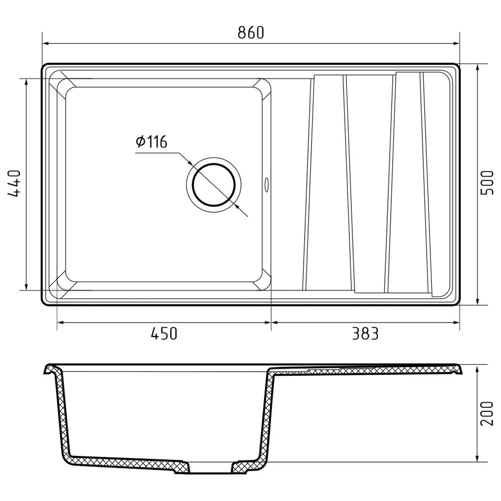 Кухонная мойка GranFest LEVEL 860L, терракот