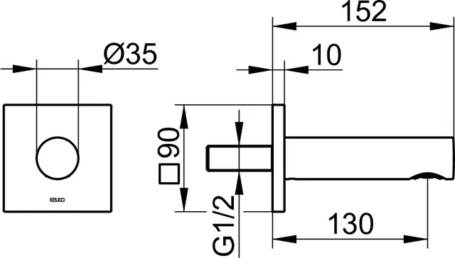 59545010102 IXMO Излив для ванны L=202mm. DN 15 с квадратной розеткой, хром