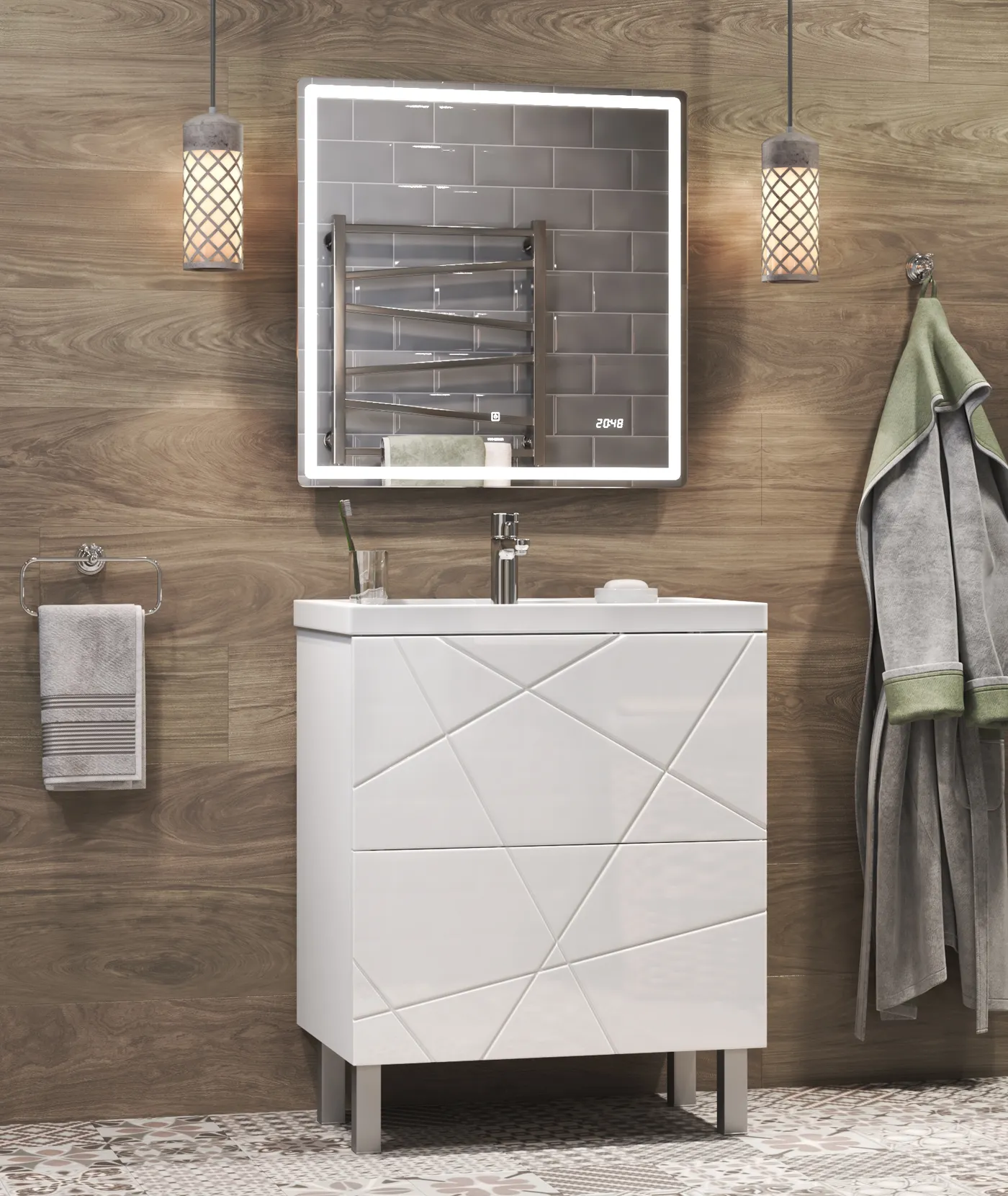 Тумба с раковиной напольная VIGO Geometry tn.bsf.GEO.FOS.60.2Y, 60 см