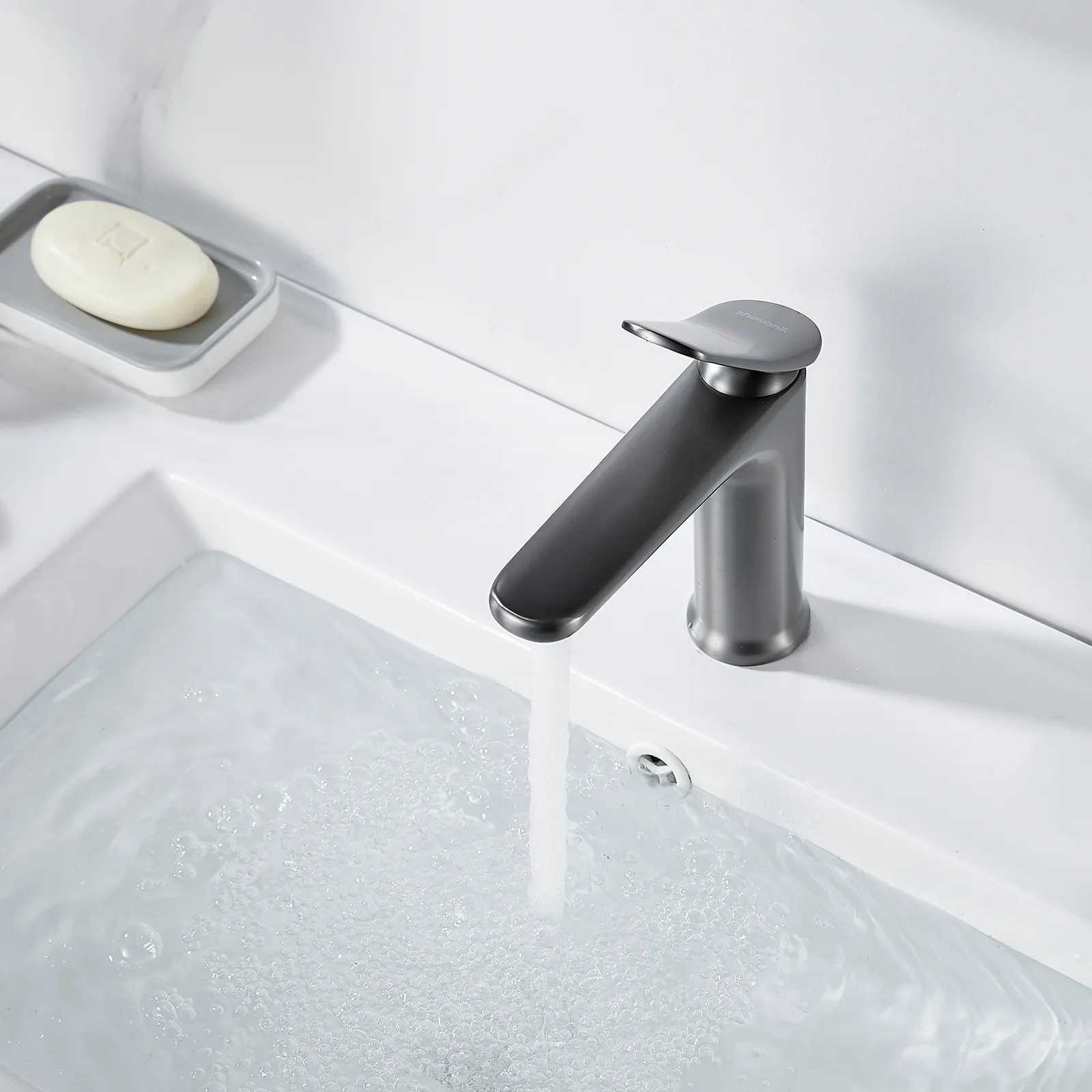 Смеситель для раковины Shevanik S4701T, оружейная сталь