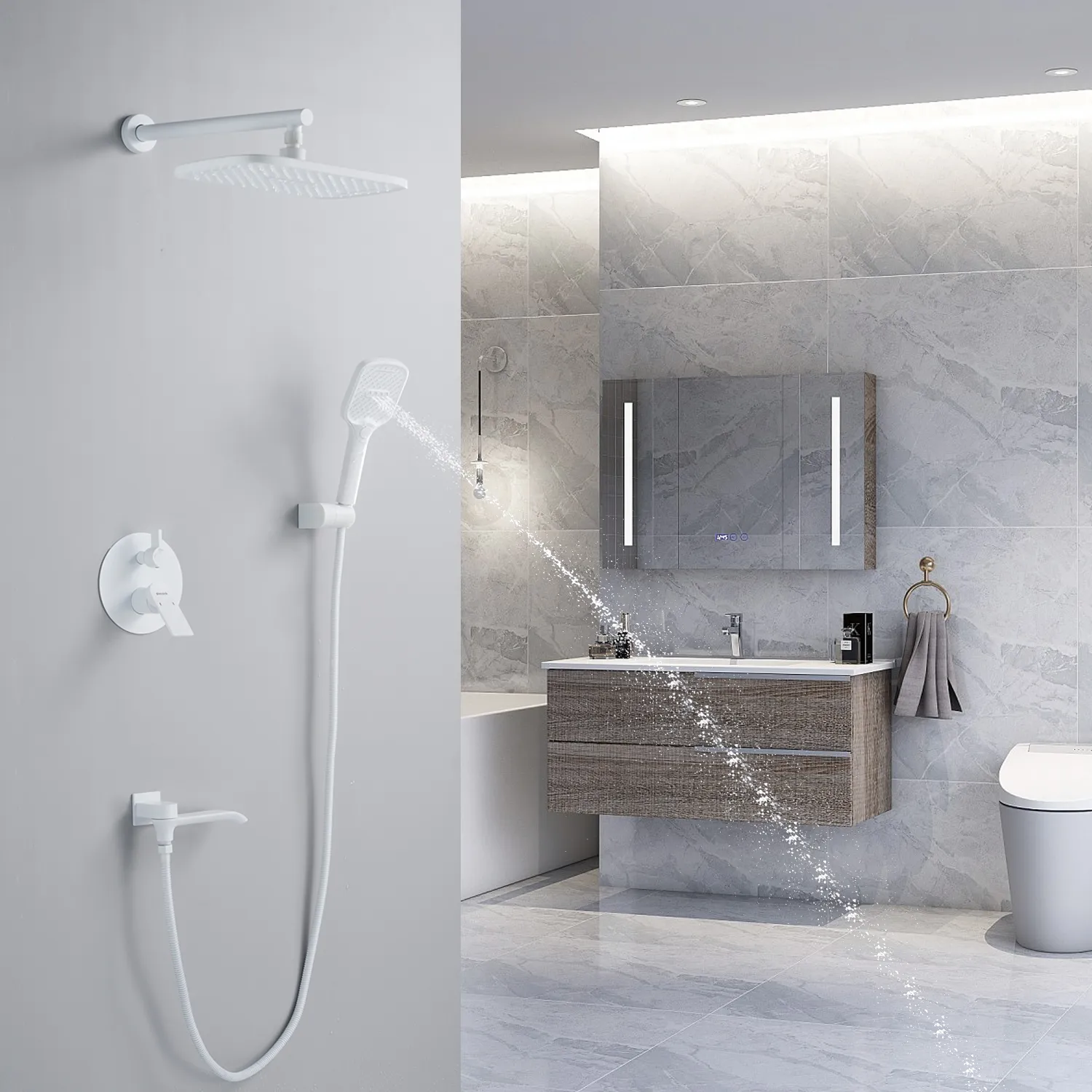 Душевая система встраиваемая Shevanik S4135C, белый