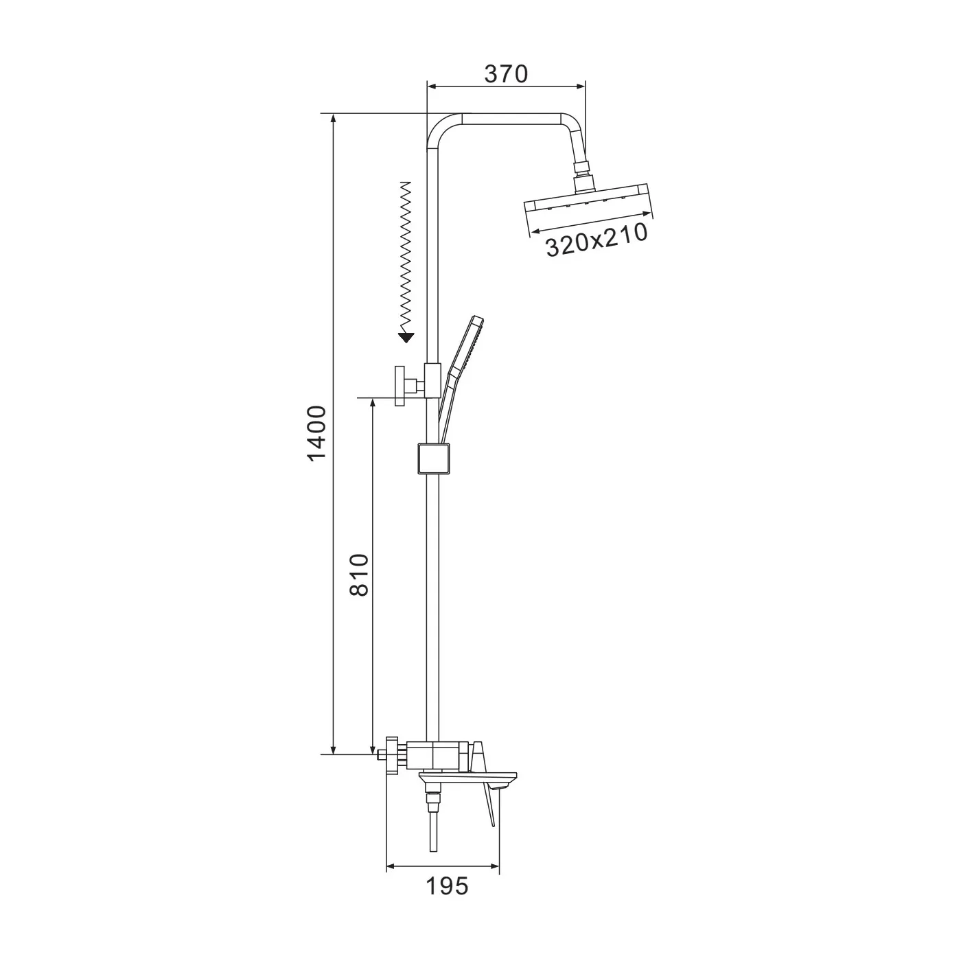 Душевая система Shevanik S4226H, черный