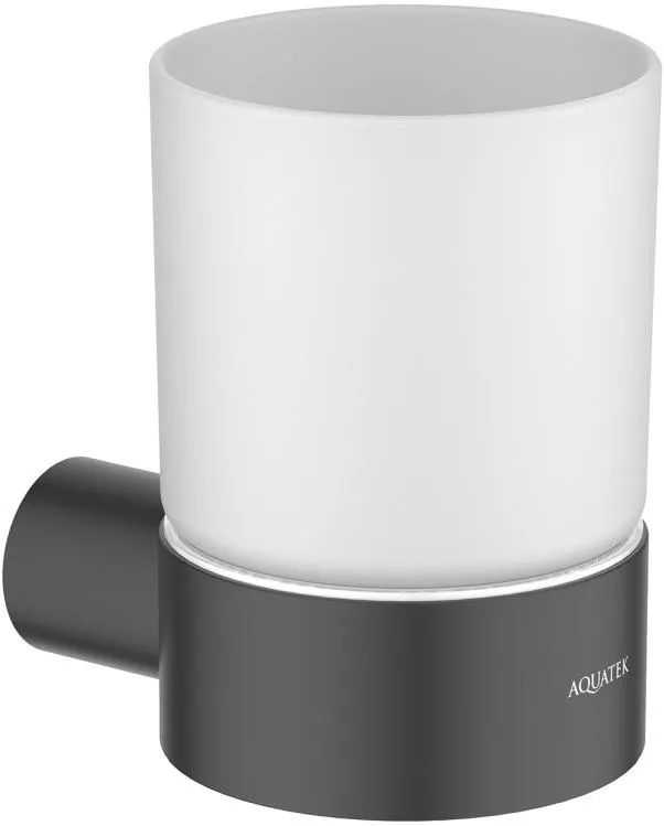 Стакан с держателем AQUATEK ЛИРА, матовый черный AQ4404MB