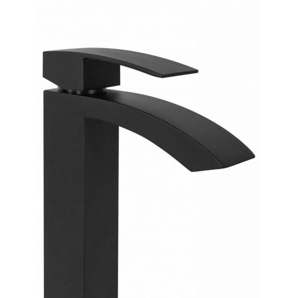 Смеситель для раковины высокий Hansberge H2077BL, черный