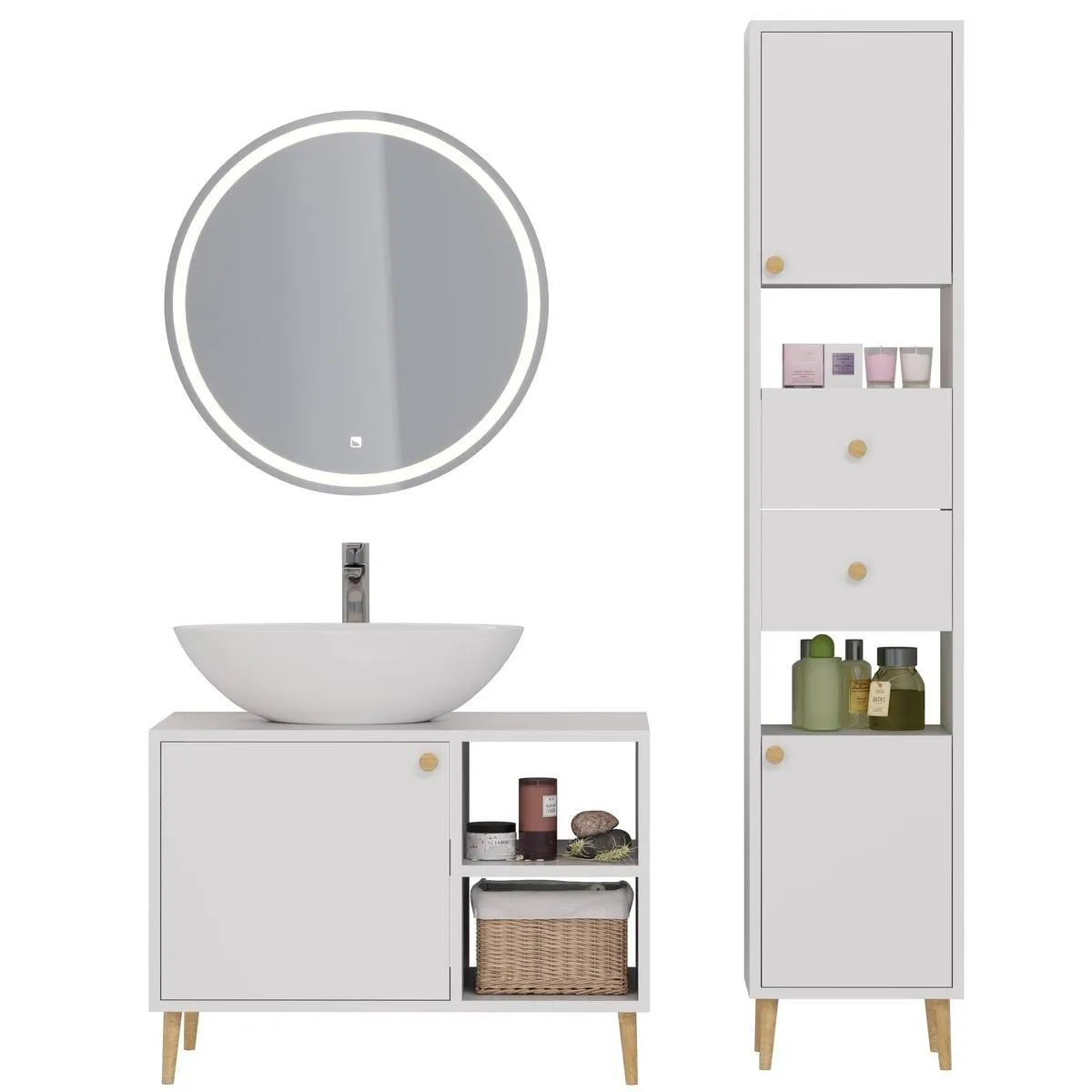 Тумба под раковину напольная Dreja Luno 80 см, белый