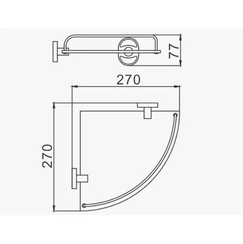 Полка стеклянная угловая D-Lin D264700, хром