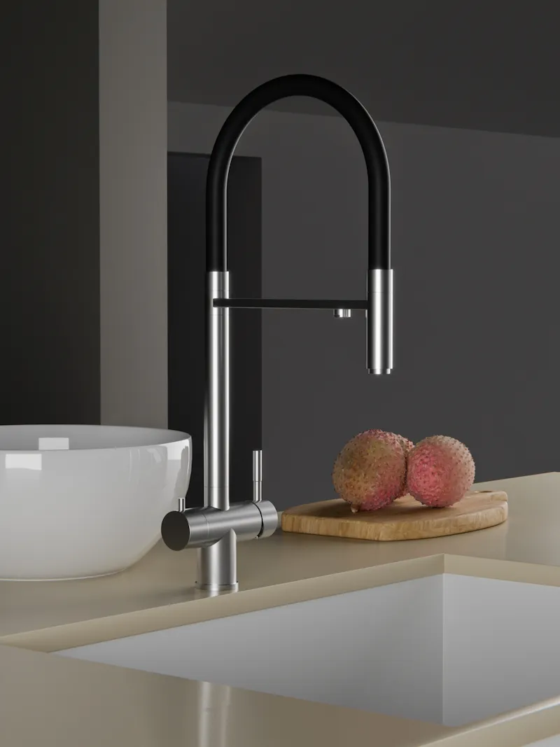 Смеситель для кухни с подключением фильтра Knotlor SS-16, сатин