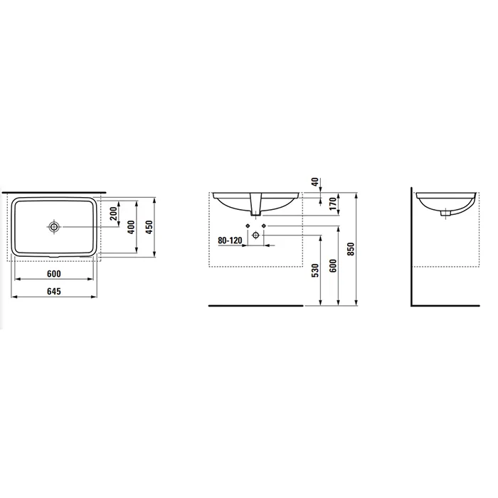 Раковина встраиваемая Laufen Pro 64x45 8.1196.9.000.109.1