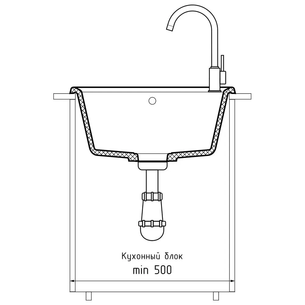 Кухонная мойка GranFest UNIQUE 500, серый
