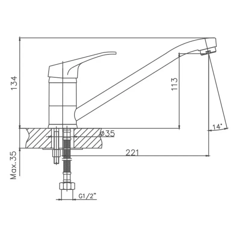 Смеситель для кухни Cron CN4213, хром