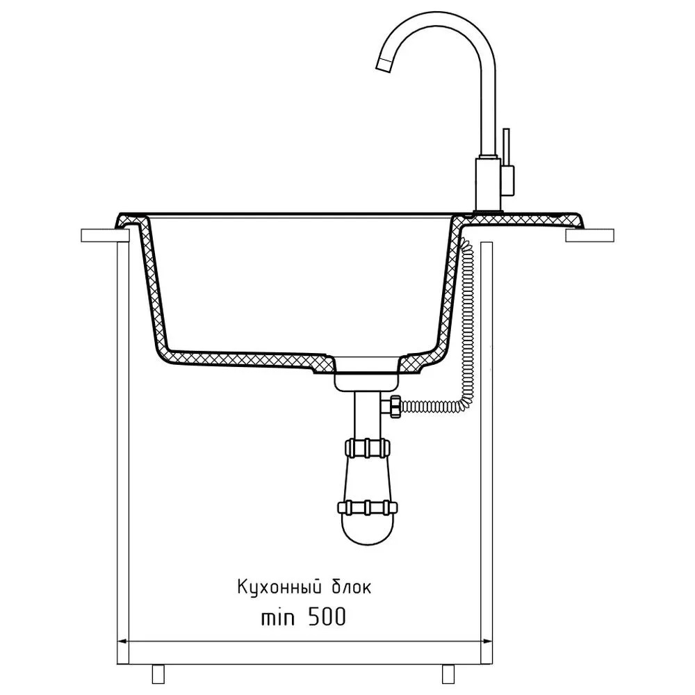 Кухонная мойка GranFest QUARZ 58, темно-серый