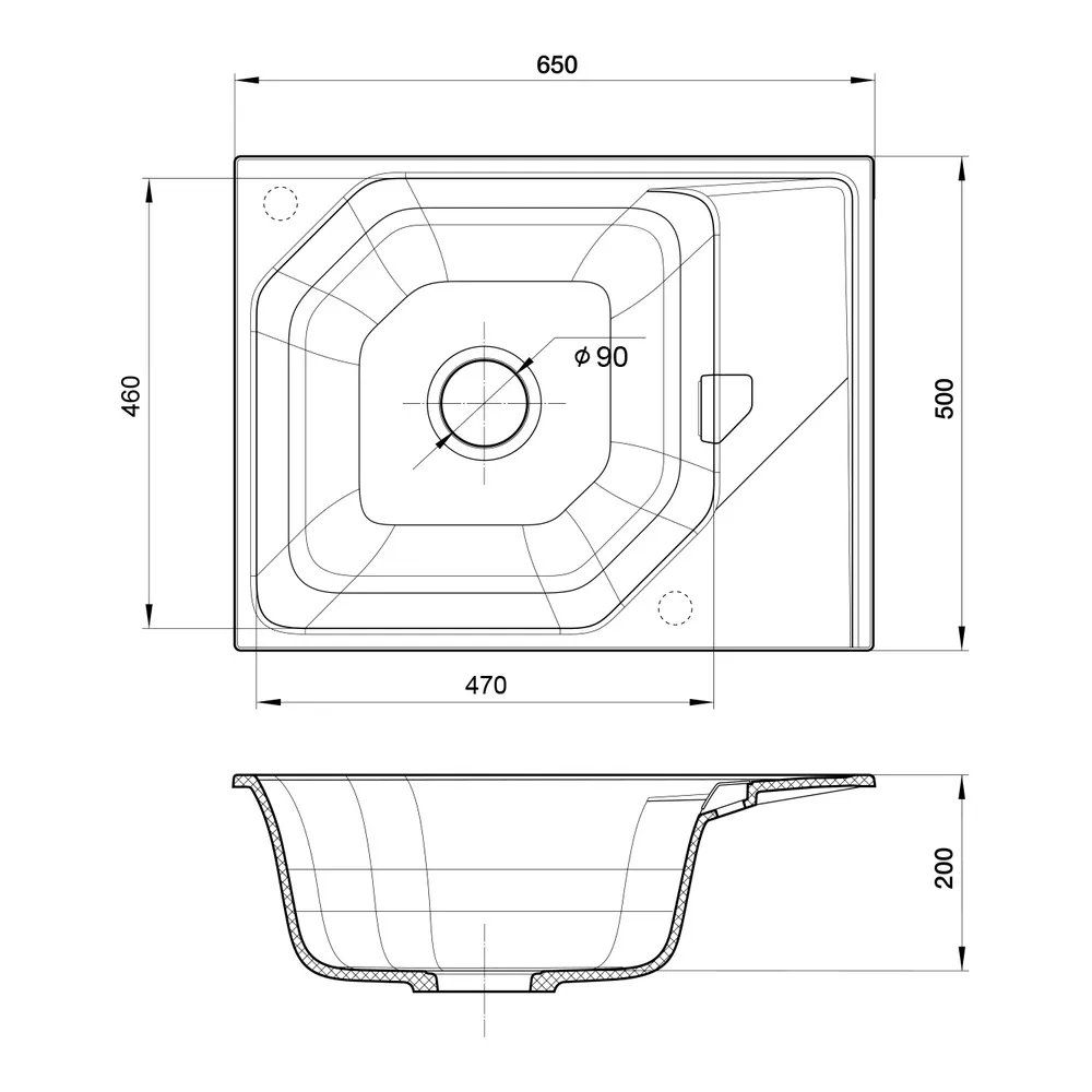 Кухонная мойка Rivelato LOCUS LS-65, антрацит