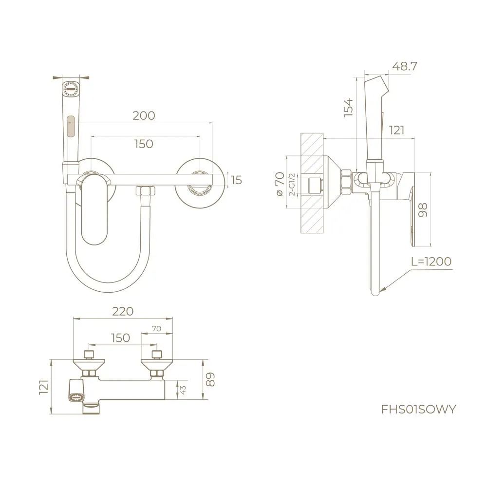 Гигиенический душ со смесителем Knotlor FHS01S0WY, белый