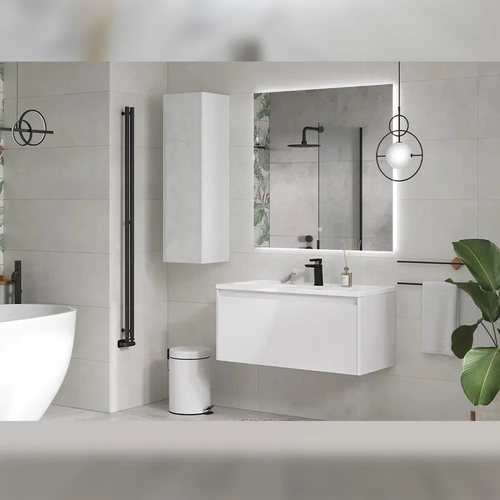 Тумба с раковиной подвесная Velvex Klaufs tp.KLA.MAR.100.1Y белый, 100 см