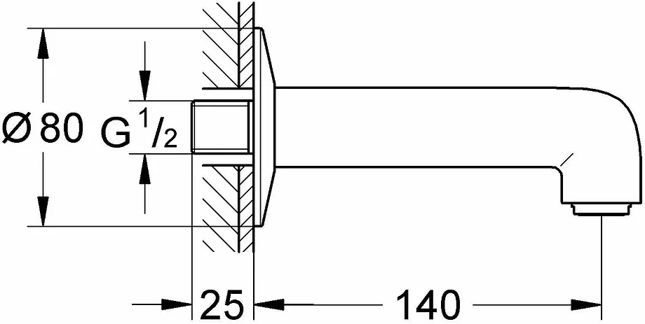 Излив GROHE BauClassic для ванны, хром (арт. 13258000)
